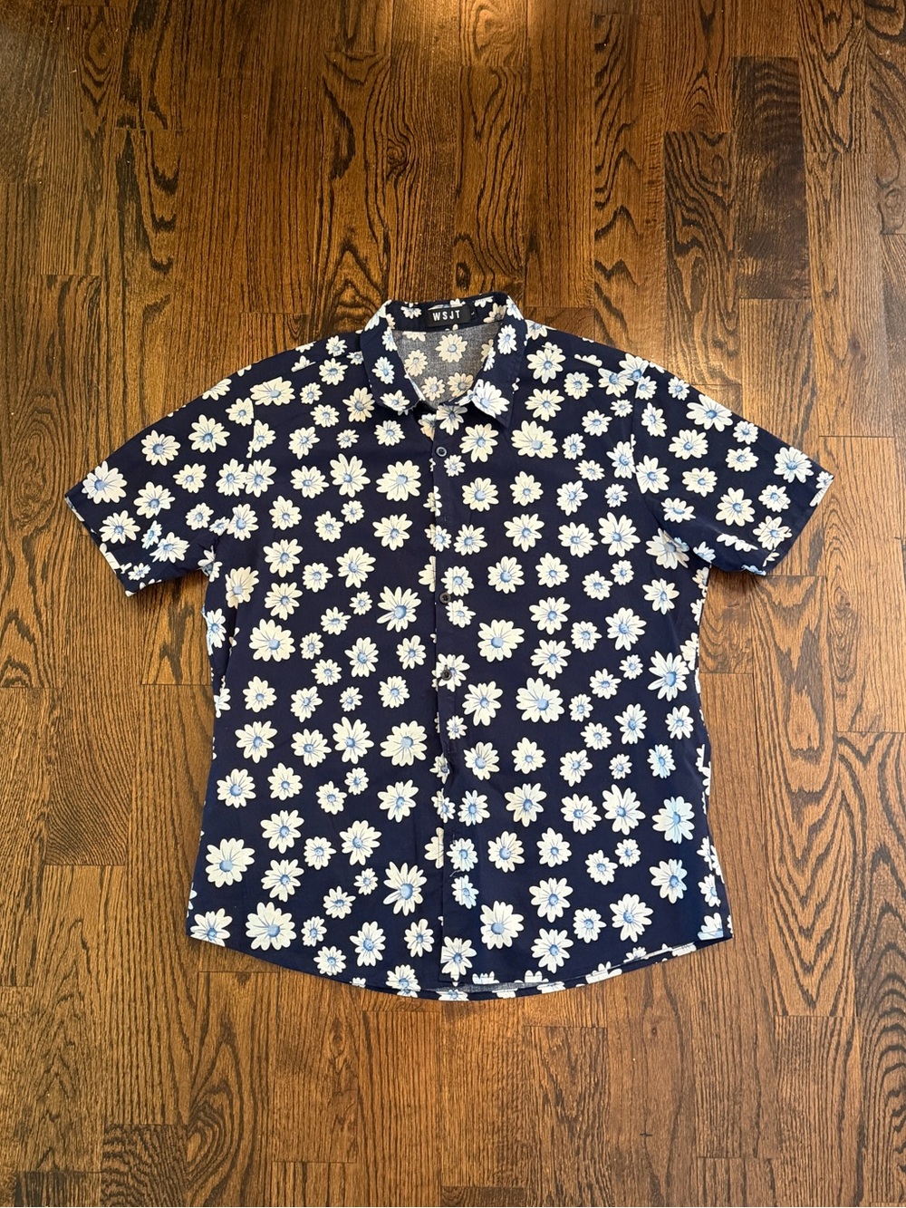 Short Sleeve Navy Floral Button-Up Shirt